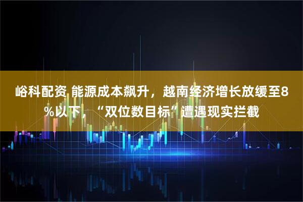 峪科配资 能源成本飙升，越南经济增长放缓至8%以下，“双位数目标”遭遇现实拦截