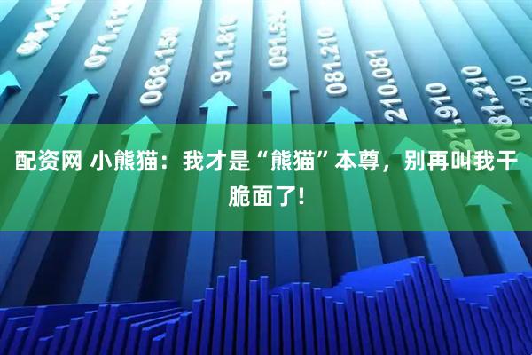 配资网 小熊猫：我才是“熊猫”本尊，别再叫我干脆面了!